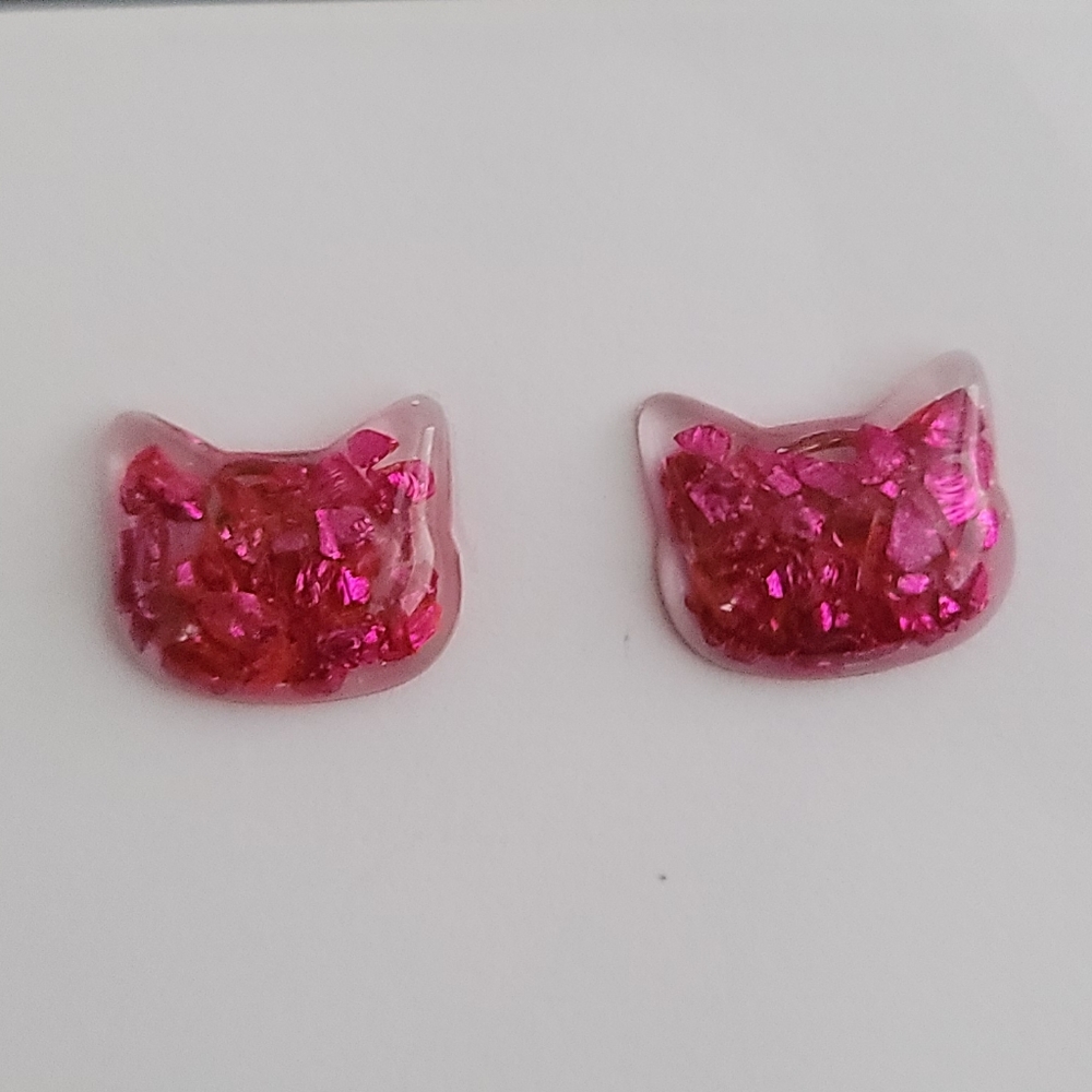 Resin Cat Stud Earrings
